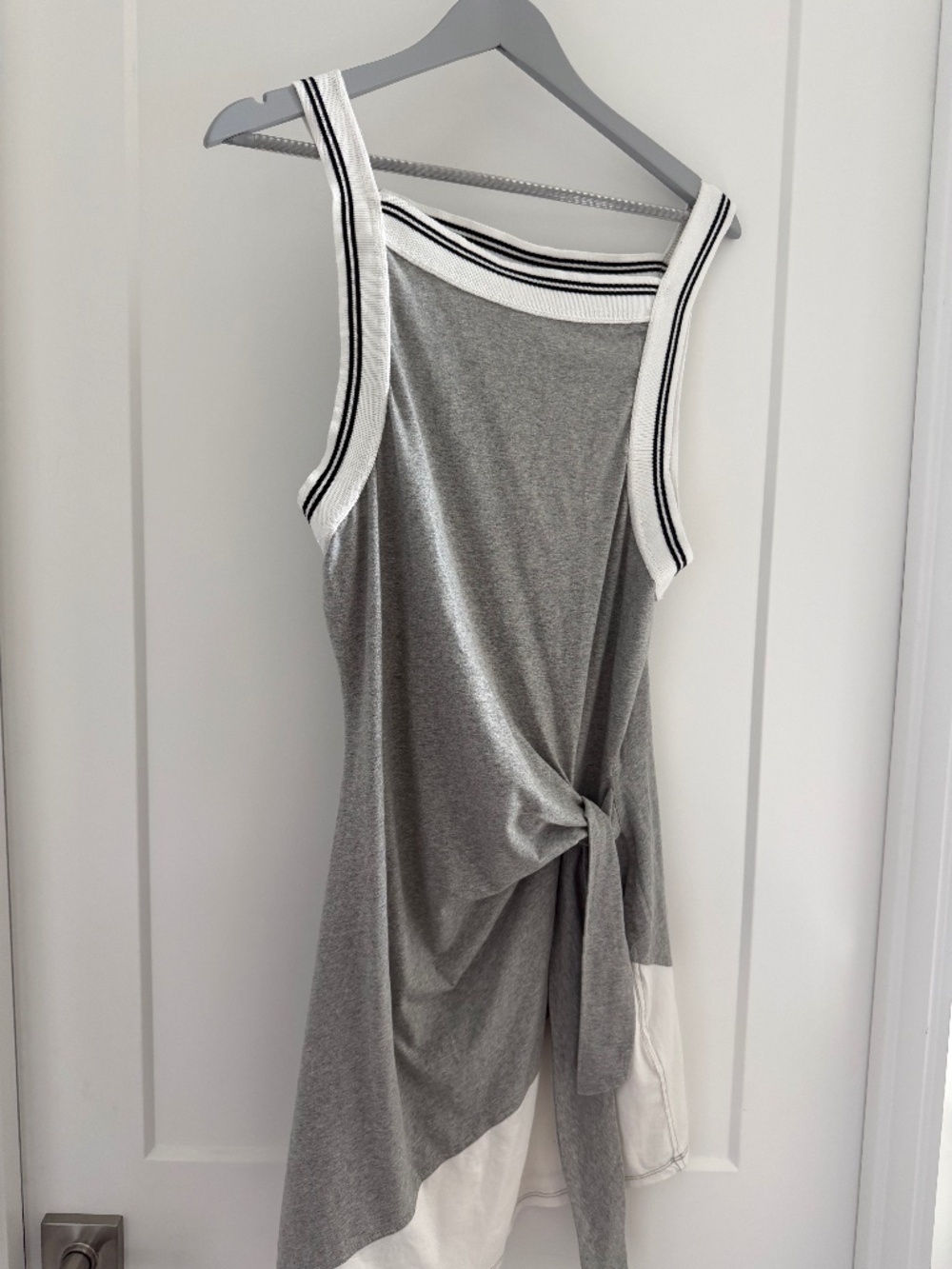 Anthropologie Daily Practice Gray and White Dress with Tie NWT